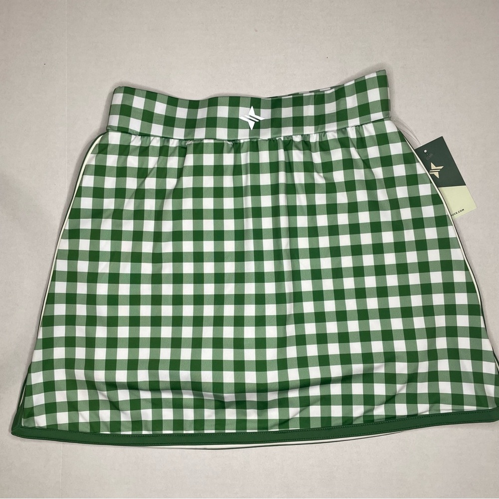 Tuckernuck Green and White Checkered Mini Skirt
